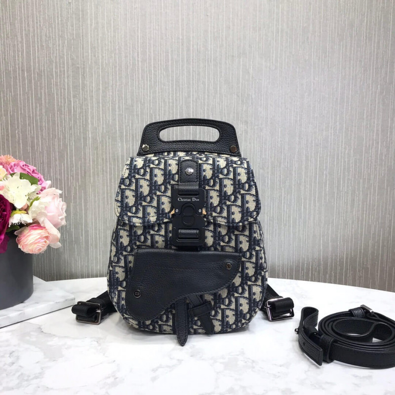 Replica Christian Dior Mini Saddle Backpack Navy Blue Dior Oblique Jacquard 1Ad086 - Image 7