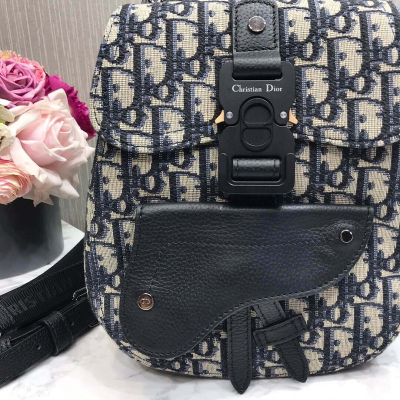 Replica Christian Dior Mini Saddle Backpack Navy Blue Dior Oblique Jacquard 1Ad086 - Image 10
