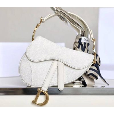 Alternative view of Replica Christian Dior Mini Saddle Bag In White Oblique Jacquard M0447