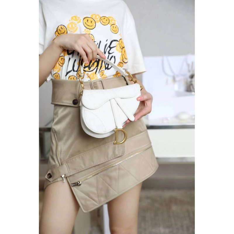 Replica Christian Dior Mini Saddle Bag In White Oblique Jacquard M0447 - Image 12