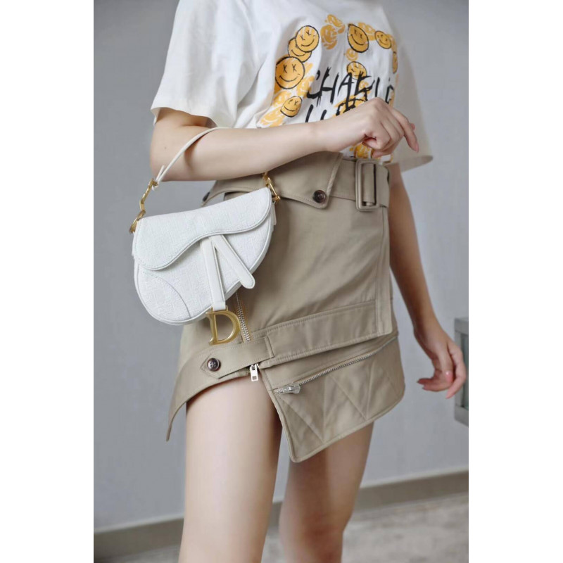 Replica Christian Dior Mini Saddle Bag In White Oblique Jacquard M0447 - Image 15