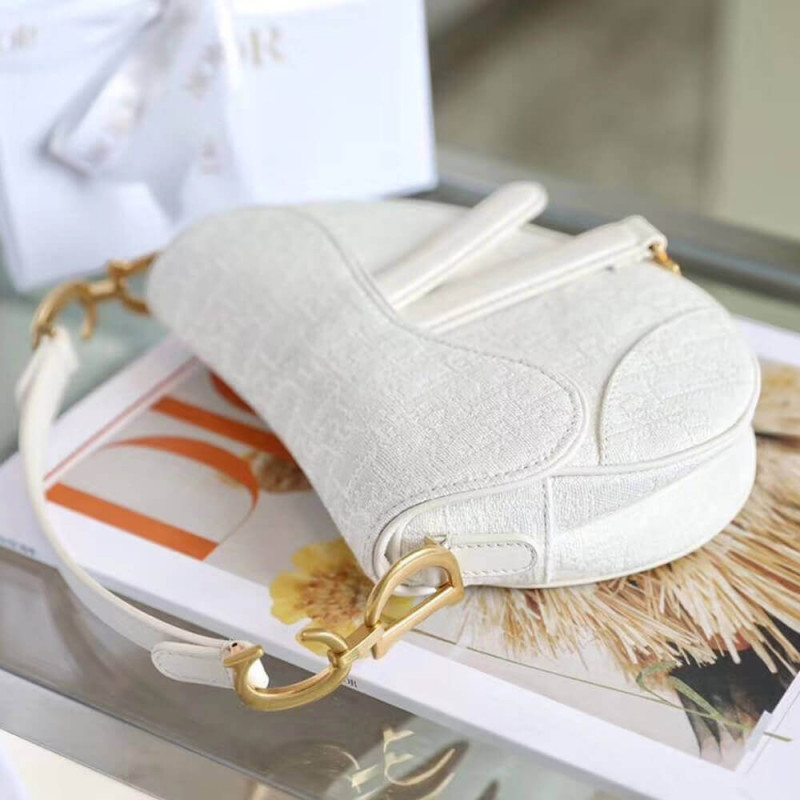 Replica Christian Dior Mini Saddle Bag In White Oblique Jacquard M0447 - Image 8