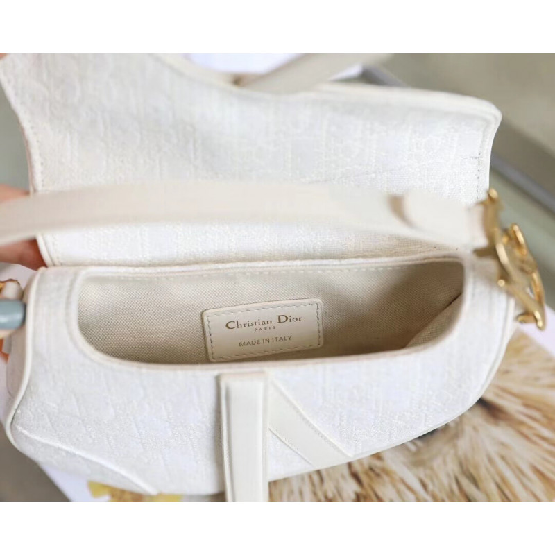 Replica Christian Dior Mini Saddle Bag In White Oblique Jacquard M0447 - Image 9