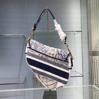 Alternative view of Replica Christian Dior Saddle Bag In Blue Camouflage Embroidery M0446
