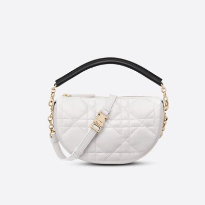 Replica Christian Dior Small Vibe Hobo Bag M7200 White Cannage Lambskin