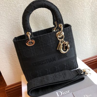 Replica Christian Dior Textile Fabric Medium Lady Dior Bag L4455