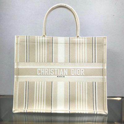 Alternative view of Replica Dior Book Tote Beige Stripes Embroidery M1286