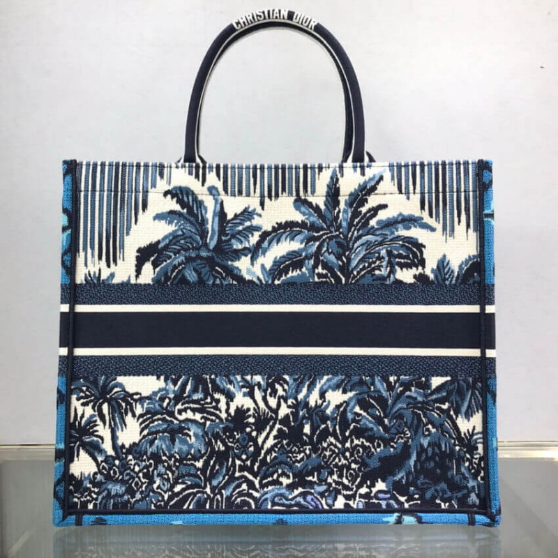 Replica Dior Book Tote In Blue Palms Embroidery M1286 - Image 4