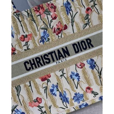 Alternative view of Replica Dior Book Tote In Hibiscus Metallic Thread Embroidery M1286