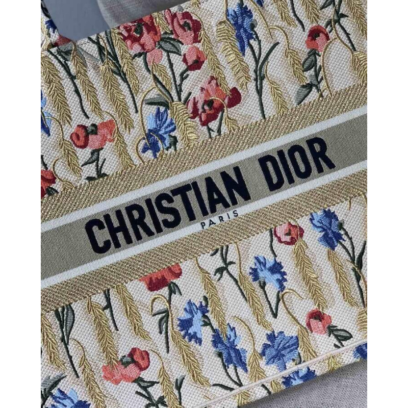 Replica Dior Book Tote In Hibiscus Metallic Thread Embroidery M1286 - Image 2