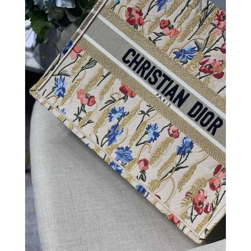 Replica Dior Book Tote In Hibiscus Metallic Thread Embroidery M1286 - Image 5