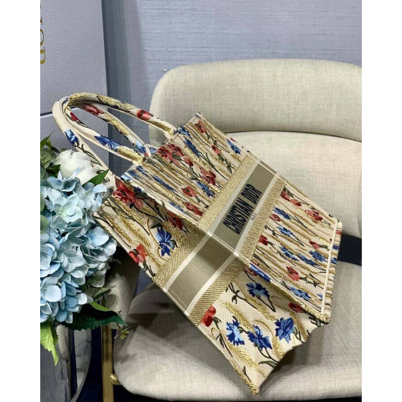 Replica Dior Book Tote In Hibiscus Metallic Thread Embroidery M1286 - Image 7