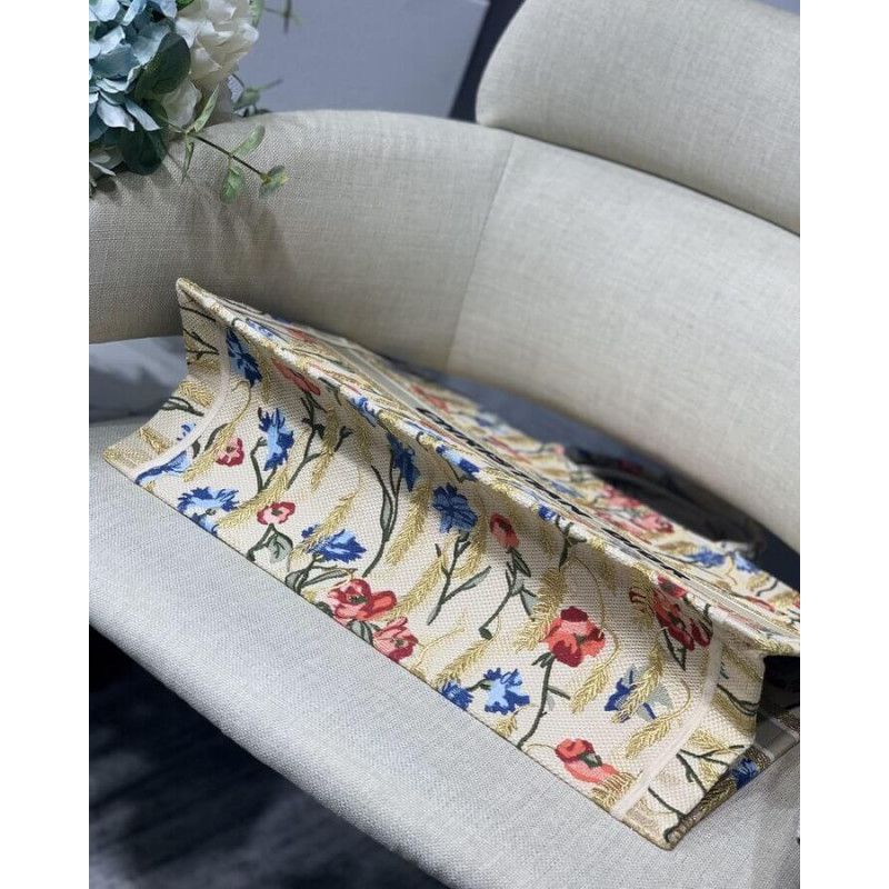 Replica Dior Book Tote In Hibiscus Metallic Thread Embroidery M1286 - Image 8
