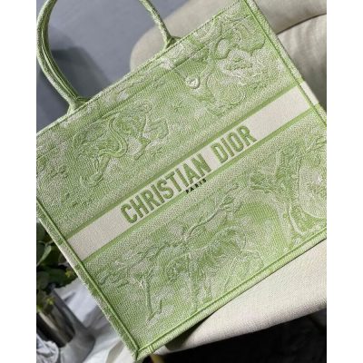 Alternative view of Replica Dior Book Tote Lime Toile De Jouy Reverse Embroidery M1286