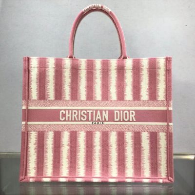Alternative view of Replica Dior Book Tote Pink D-Stripes Embroidery M1286