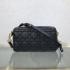 Best Replicas Bags - Dior Caro Double Pouch Black Supple Cannage Calfskin M9237 Top Quality Louis Vuitton LV Replica Bags On Sales