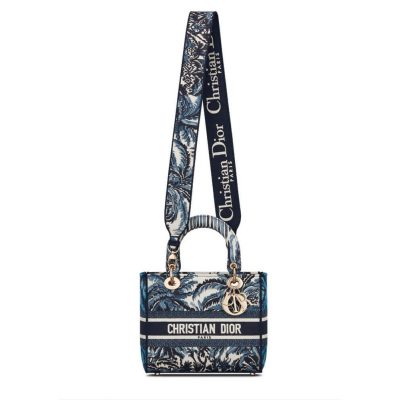 Alternative view of Replica Dior Medium Blue Alms Embroidery Lady D-Lite Bag M0565