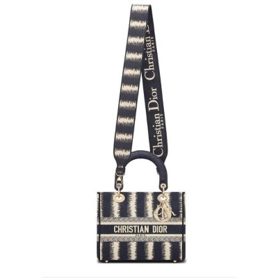 Alternative view of Replica Dior Medium Blue D-Stripes Embroidery Lady D-Lite Bag M0565