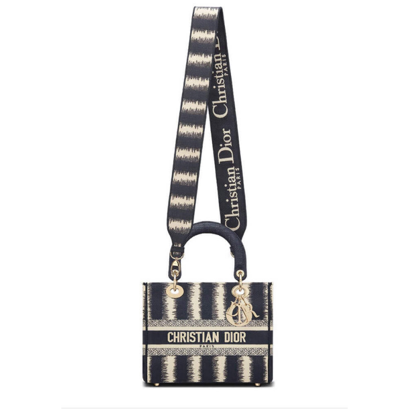 Replica Dior Medium Blue D-Stripes Embroidery Lady D-Lite Bag M0565 - Image 2