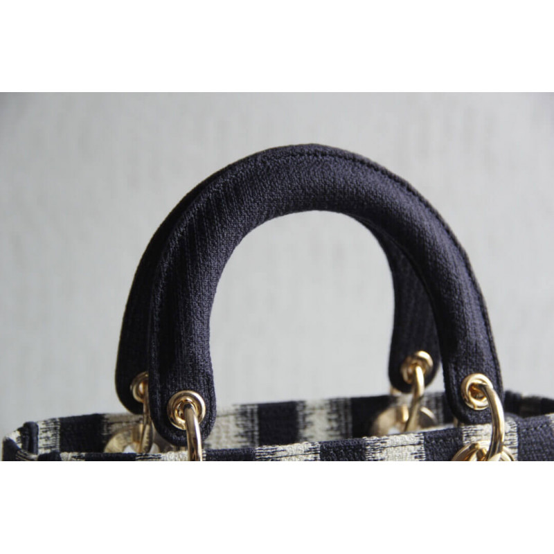 Replica Dior Medium Blue D-Stripes Embroidery Lady D-Lite Bag M0565 - Image 10