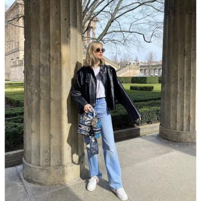 Alternative view of Replica Dior Medium Lady D-Lite Bag Blue Dior Palms Embroidery M0565