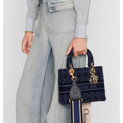Alternative view of Replica Dior Medium Lady D-Lite Bag Embroidered Velvet M0565O