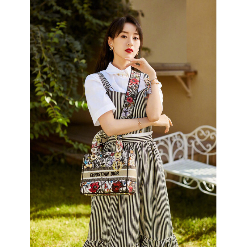 Replica Dior Medium Lady D-Lite Bag In Multicolor Mille Fleurs Embroidery M0565 - Image 3