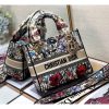 Best Replicas Bags - Dior Medium Lady D-Lite Bag in Multicolor Mille Fleurs Embroidery M0565 Top Quality Louis Vuitton LV Replica Bags On Sales