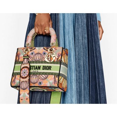 Alternative view of Replica Dior Medium Lady D-Lite Bag Multicolor Lights Embroidery M0565