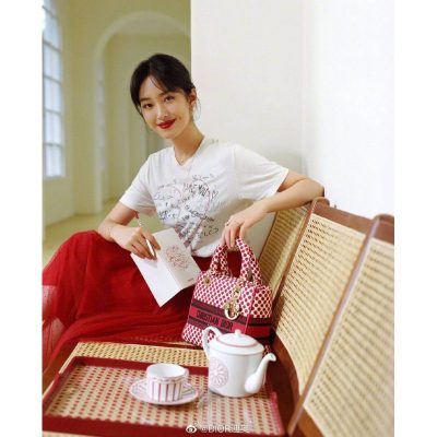 Alternative view of Replica Dior Medium Lady D-Lite Dioramour Bag In Dots Embroidery M0565