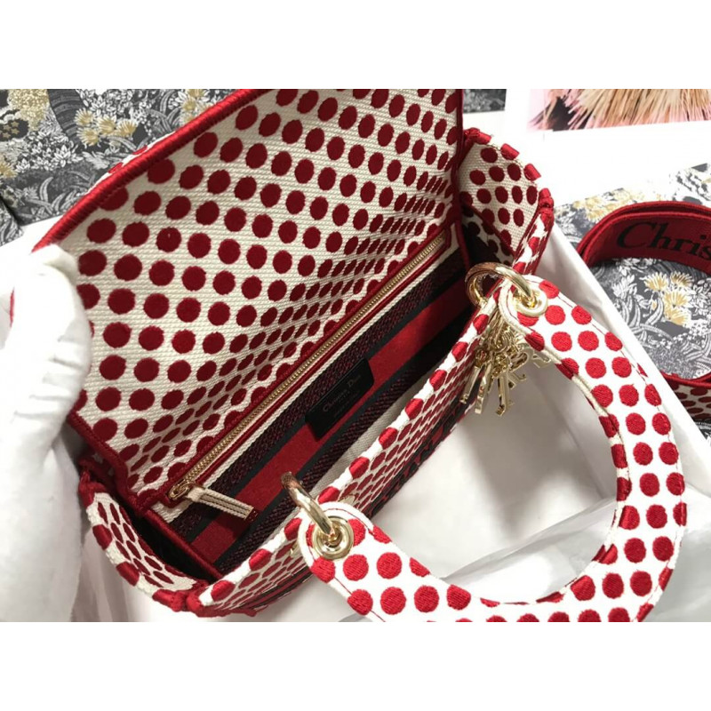 Replica Dior Medium Lady D-Lite Dioramour Bag In Dots Embroidery M0565 - Image 11