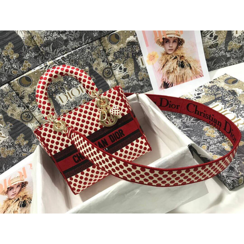 Replica Dior Medium Lady D-Lite Dioramour Bag In Dots Embroidery M0565 - Image 3