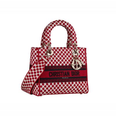 Replica Dior Medium Lady D-Lite Dioramour Bag In Dots Embroidery M0565