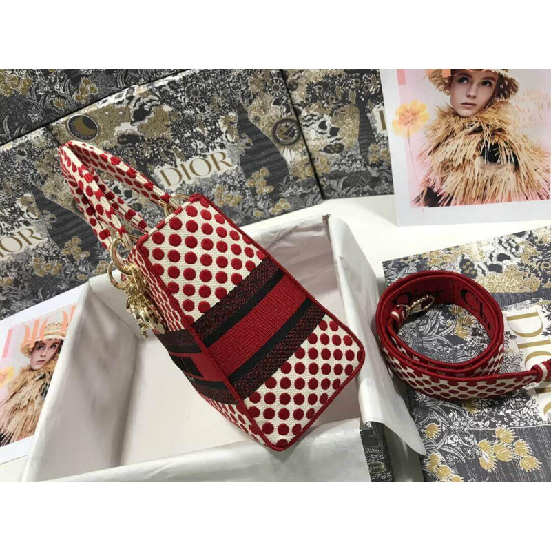 Replica Dior Medium Lady D-Lite Dioramour Bag In Dots Embroidery M0565 - Image 6
