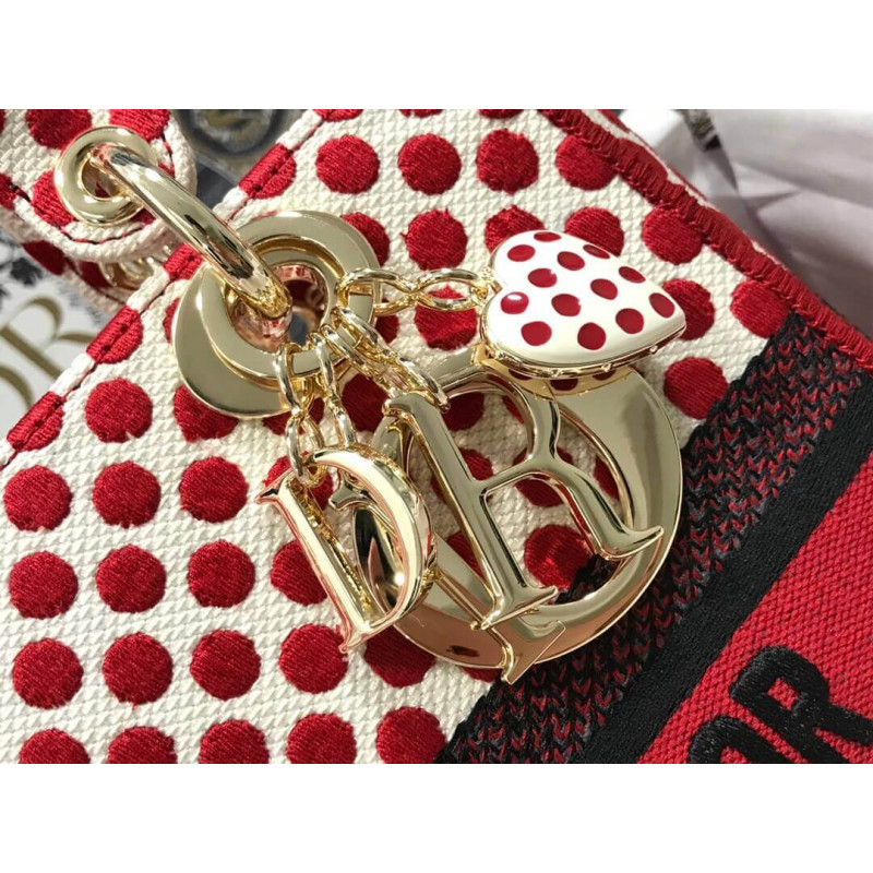 Replica Dior Medium Lady D-Lite Dioramour Bag In Dots Embroidery M0565 - Image 9