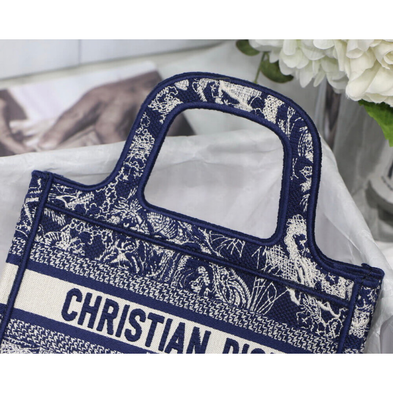 Replica Dior Mini Book Tote Blue Toile De Jouy Reverse Embroidery M1271 - Image 3