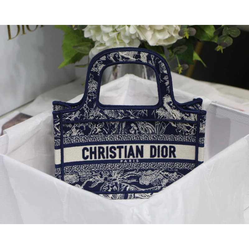 Replica Dior Mini Book Tote Blue Toile De Jouy Reverse Embroidery M1271 - Image 5