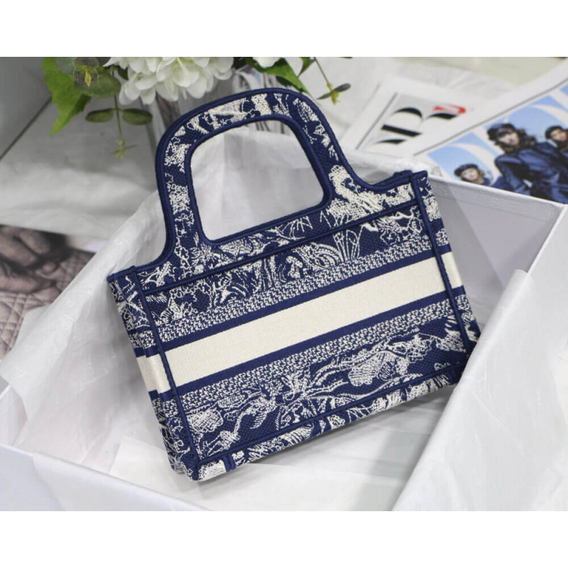 Replica Dior Mini Book Tote Blue Toile De Jouy Reverse Embroidery M1271 - Image 6