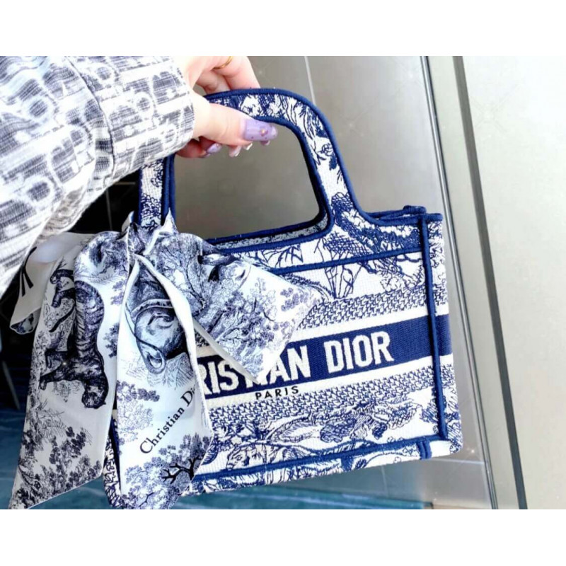 Replica Dior Mini Book Tote Blue Toile De Jouy Reverse Embroidery M1271 - Image 10