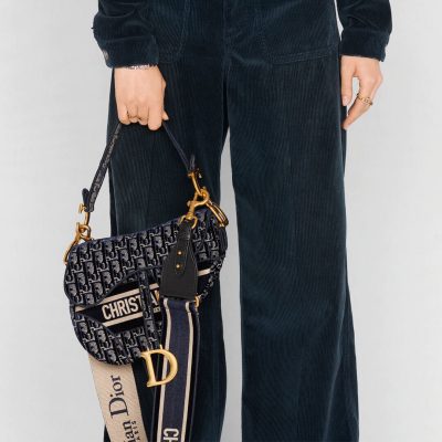 Alternative view of Replica Dior Oblique Embroidered Velvet Saddle Bag M0446C