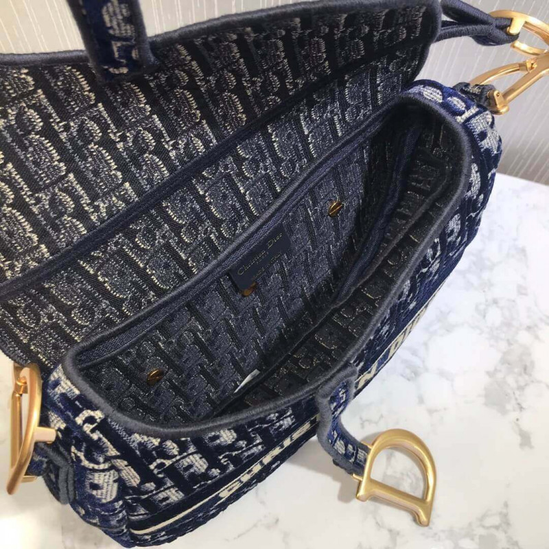 Replica Dior Oblique Embroidered Velvet Saddle Bag M0446C - Image 12