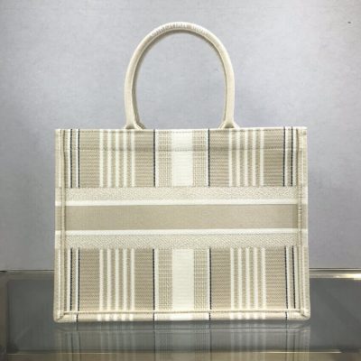 Alternative view of Replica Dior Small Book Tote Beige Stripes Embroidery M1296