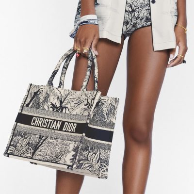 Alternative view of Replica Dior Small Book Tote Blue Toile De Jouy Palms Embroidery M1296