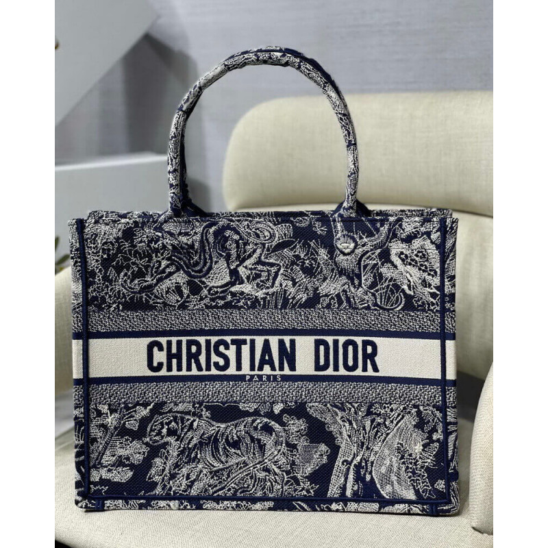 Replica Dior Small Book Tote Blue Toile De Jouy Reverse Embroidery M1296 - Image 2