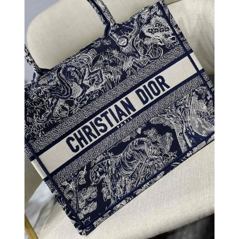 Replica Dior Small Book Tote Blue Toile De Jouy Reverse Embroidery M1296 - Image 3