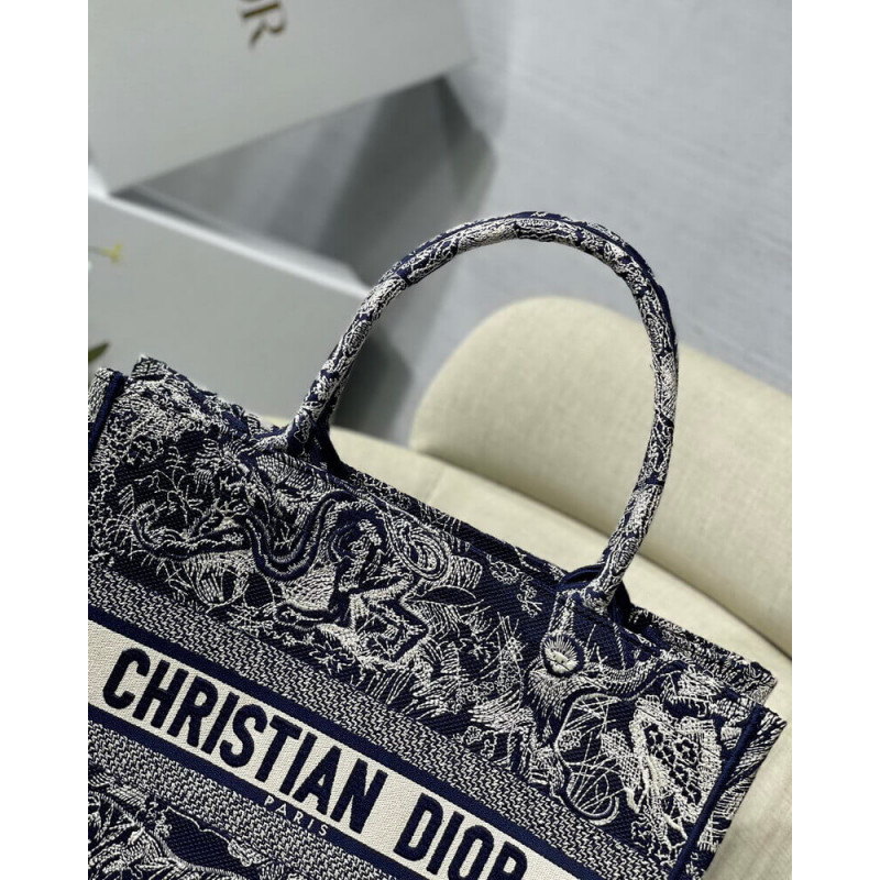 Replica Dior Small Book Tote Blue Toile De Jouy Reverse Embroidery M1296 - Image 6
