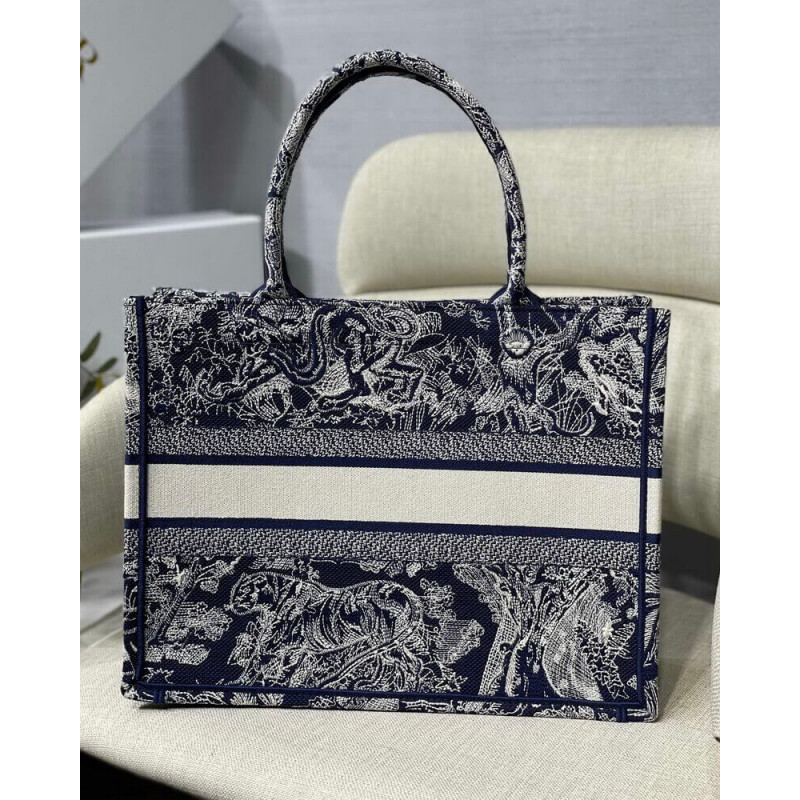 Replica Dior Small Book Tote Blue Toile De Jouy Reverse Embroidery M1296 - Image 7
