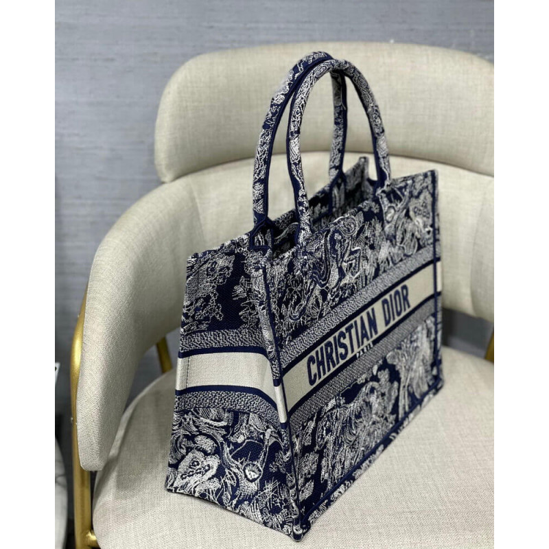 Replica Dior Small Book Tote Blue Toile De Jouy Reverse Embroidery M1296 - Image 8