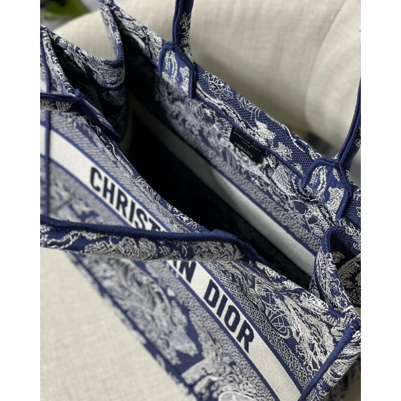 Replica Dior Small Book Tote Blue Toile De Jouy Reverse Embroidery M1296 - Image 10