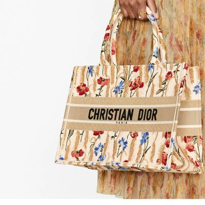 Alternative view of Replica Dior Small Book Tote In Hibiscus Metallic Thread Embroidery M1296